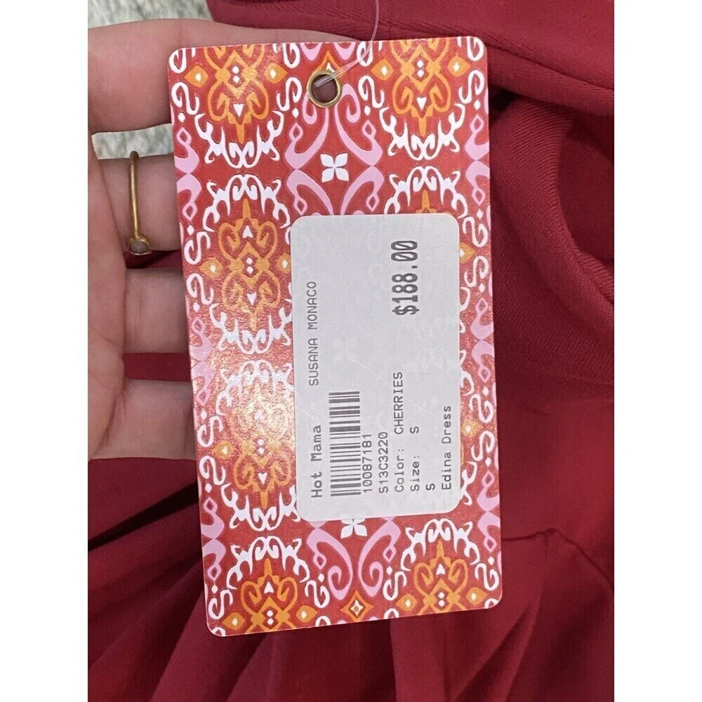 NWT Susana Monaco Dress Women’s Small Flare Mini Sleeveless Stretchy Red $188
